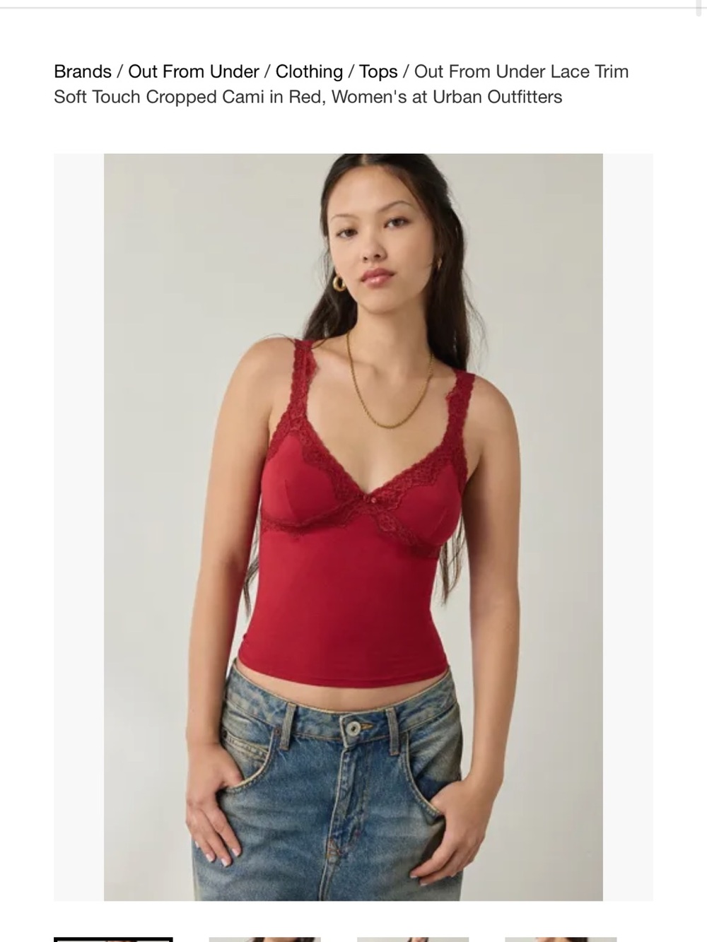 Out From Under Lace Trim Soft Touch Cropped Cami